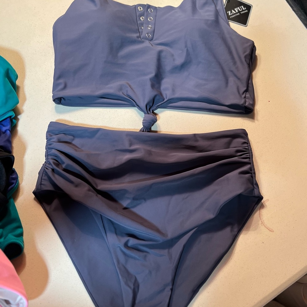 Zaful blue gray Knotted Bikini